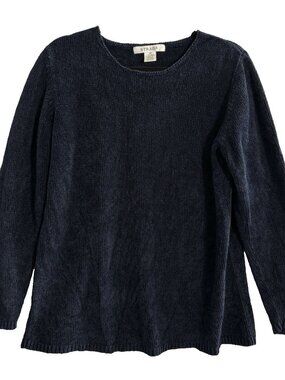 STRADA Women Silk Blend Pullover Sweater Sz‎ M Blue Luxury Chic Classic 92-7